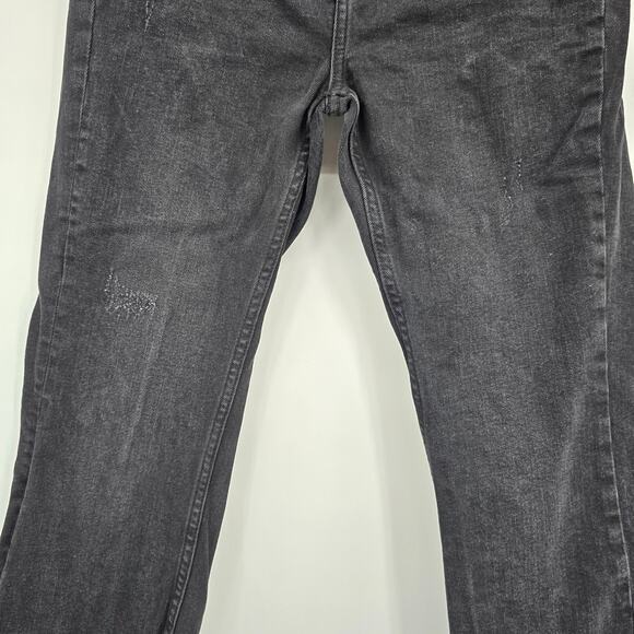 Zara Women's Distressed Raw Hem Cropped Bootcut Mid Rise Jeans Black Size 6 - Picture 8 of 12